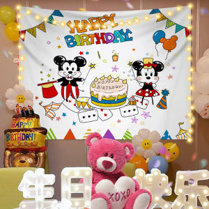 New Childrens First Birthday Tapestry Wall Art ins Birthday backdrop cloth high-end feel bedroom living room decoration dormitory