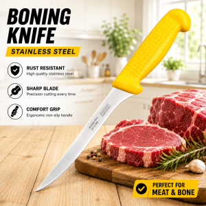 Boning Knife Stainless Steel Professional Butcher Knife Flexible Blade for Meat Fish Poultry & Bone