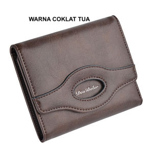 Deabolar Dompet Uang Lipat Wanita Dengan Kancing K3201-2 Bahan Sintetis Lembut Kilat Dengan Tempat Koin