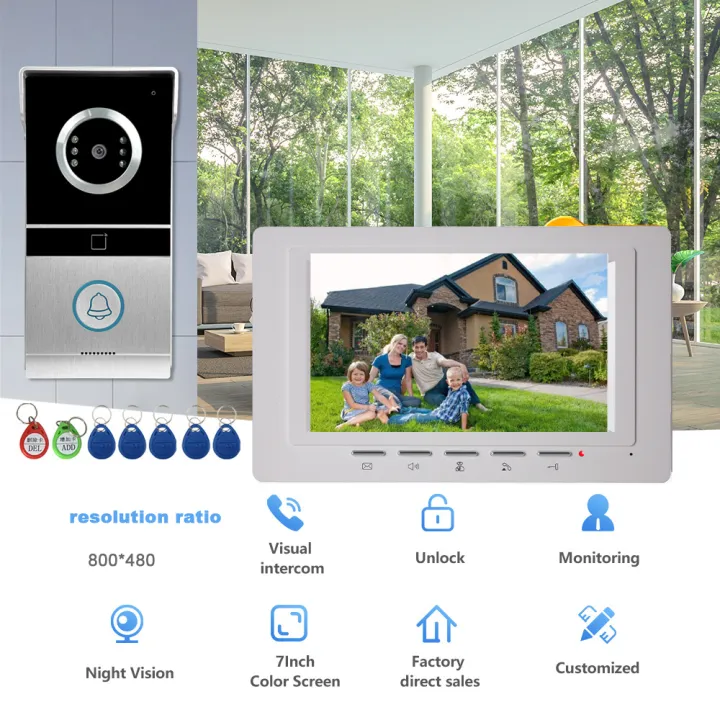 Anjielosmart 4-wire 7-inch color screen visual intercom security system ...