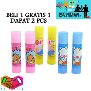 Klik-Beli (ISI 2 PCS) Glue Stick Fancy Lem Kertas Serbaguna 10 Gr Lem Stik Putar Murah Adhesive Glue Kartun Anak