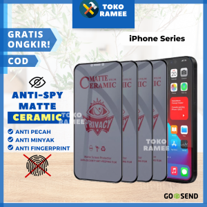 Tempered / Temper / Temple Glass Glas Privacy Anti Gores Matte / Anti Spy Anti Pecah Anti Minyak / Pelindung Privasi / Anti Intip Ingintip Full Layar iPhone 6 7 8 11 12 13 14 PLUS PRO MAX X XR XS XSMAS / Anti Spy