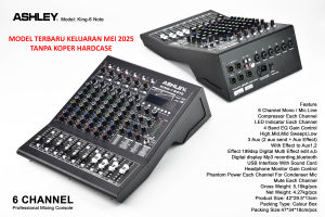 Mixer Audio ASHLEY KING 6 NOTE ORIGINAL COMPRESSOR TANPA KOPER HARDCASE/ ASHLEY KING6 NOTE / KING NOTE 6 TANPA KOPER HARDCASE
