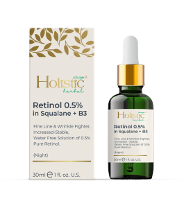 Holistic Herbal - Retinol 0.5% in Squalane + B3 Face Serum | Fine Line & Wrinkle Fighter | Increased-Stable Water Free Solution of 0.5% Pure Retinol | Anti-Aging | 30ml - Night
