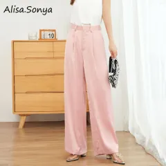 Alisa.Sonya Women's Wide Leg Pants Korean Style Full Length