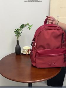 2026 New Alo Two Tone Backpack Ladies Nylon Leather Patchwork Daypack Breathable Strap Outdoor Workout Commuter Casual Backpack