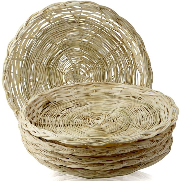 Bamboo Paper Plate Holder 10 Inch Round Woven Plate Holder, Reusable