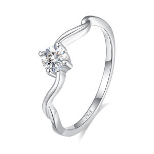 925 Bạc Nhẫn Cưới Moissanite Nhẫn Cho Phụ Nữ đường lượn sóng Hình Dạng Thiết Kế Đơn Giản đồ trang sức tinh xảo Gra Giấy Chứng Nhận