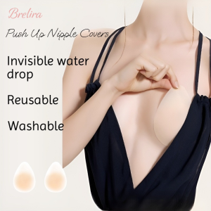 『Brelira』Reusable Silicone Nipple Cover Lift Up Strapless Stick On Bra Anti-Slip Grip Seamless Invisible Bra Nipple Tape Stickers上托乳贴