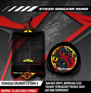 Stiker Decal Sangkar Burung Murai Sangkar Bulat Custom High Quality Desain Naga Anti Air