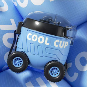 500ml Kids Car Shaped Straw Cup Large Capacity Cartoon Water Bottle Creative Student Gift Toy Design