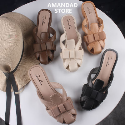 QiaoYiLuo Women's shoes new half-tray casual outer wear hollow slippers flat-bottomed fashion women's shoes sandals
