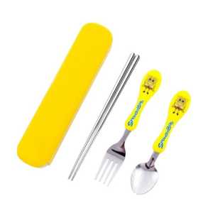 Set Alat Makan Anak Karakter 3in1 Garpu Sendok Sumpit Stainless Steel
