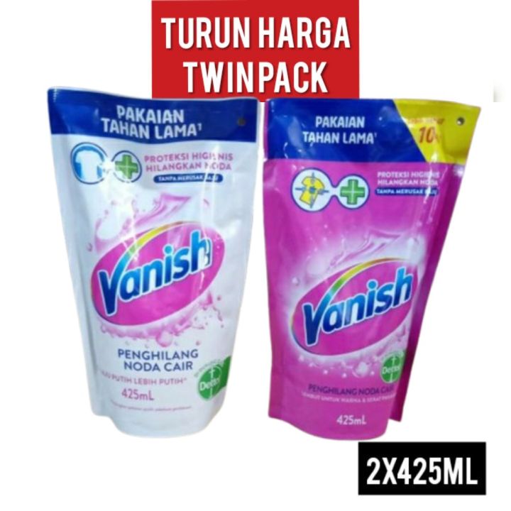 Promo MURAH POLL - Twin Pack 2x425ml Vanish White / SAHAJA 2x450 mL - Penghilang Noda Membandel Pakaian Putih Tanpa Klorin
