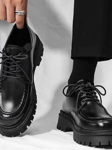 Mens Formal Leather Shoes - Stylish Korean Casual Black Dress Shoes for School Office & Business Premium Quality & Comfort