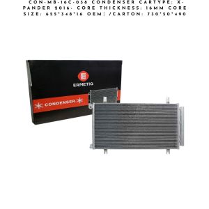 CON-MB-16C-038 CONDENSER CARTYPE: X-PANDER 2016- CORE THICKNESS: 16mm CORE SIZE: 655*348*16 OEM:/CARTON: 730*50*490
