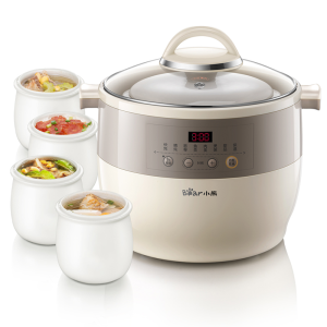 小熊隔水电炖盅电炖炖锅家用陶瓷大容量全自动煲汤锅养生煮粥神器 （营养隔水炖 玻璃上盖 一盅五胆 预约定时）