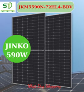 Tấm pin năng lượng mặt trời 590W - JINKO Solar 590W 72HL4-BDV . Class: A new 100%