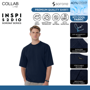 COLLAB by Inspi Sorona Tshirt for Men and Women Anti-UV Quick-Dry Oversized Plain Round Neck Tops Collection Breathable Fabrics Korean Menswear