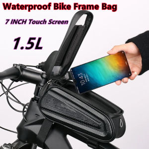 SENDA 7 INCH 1.5L Touch Screen Cycling Front Tube Frame Bag Waterproof Bike Frame Bag Frame Bag Bicycle with Cable Hole
