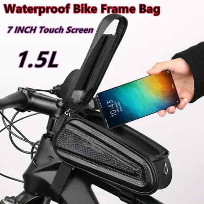 SENDA 7 INCH 1.5L Touch Screen Cycling Front Tube Frame Bag Waterproof Bike Frame Bag Frame Bag Bicycle with Cable Hole
