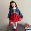 Christmas Gift Halloween 2Pcs Sanrio Girls Denim Set Hello Kitty Spring Autumn Kawaii Cartoon New Style Fashion Sweet Casual Mesh Dress Children's Gifts. 