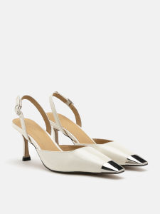 PAZZION 139-1 Nadia Metal Toe Cap Slingback Heels