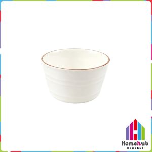 HB Brown Edged Ceramic Dinnerware Rice Bowl Soup Noodle Bowl Fruit Salad Plate for Daily Home Use 1Pc