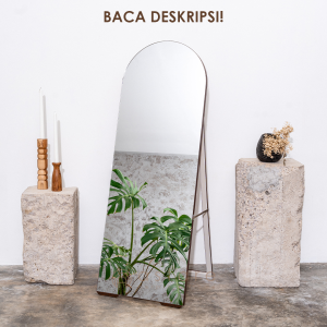 Astare Standing Mirror Aesthetic Oval premium 123x44cm - Gratis Packing Kayu