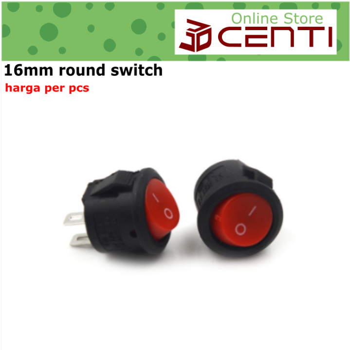 16mm Round switch tombol kontak bulat 2 pin on off 125V 220V | Lazada ...
