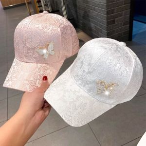 SIXIS Bướm đính đá Mũ bóng chày Kem chống nắng Họa tiết ren Mũ chống nắng Thời trang Thấm hút mồ hôi Mũ lưỡi trai Dành cho phụ nữ