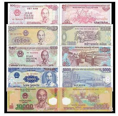 [Loh Banknote] Vietnam Banknotes 5pcs Set (UNC) 全新 越南5张 (500,1000,2000 ...