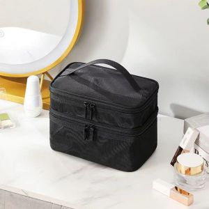 IFFINE Large Capacity Travel Cosmetic Bag Transparent Mesh Storage Make Up Organizer Bag Fashion 1/2/3 layer Makeup Case Womens