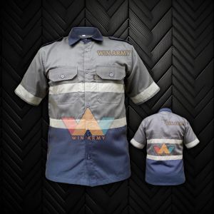 Katelpak Wearpack Safety Atasan Kemeja Kerja Atasan Katelpak Potongan Setelan Dengan Scotlight Atasan Kombinasi Pendek Kemeja kombinasi Lengan Pendek