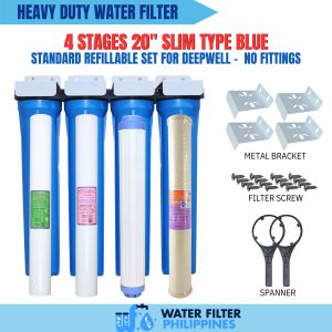 Water Filtration System Top Selling 4 Stages 20" Slim Type Refillable Deepwell Standard Set Up Complete Set