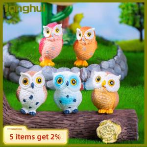 fanghui ตุ๊กตานกฮูกรูปสัตว์ทำจากเรซิ่นขนาดเล็กภูมิทัศน์ขนาดเล็กแผงหน้าปัดรถของตกแต่งบ้านเดสก์ท็อป