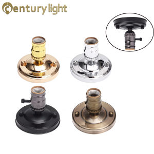 Vintage Retro Antique Edison Ceiling Screw Light Lamp Base E27 E26 Electroplating Aluminum Lamp Bulb Socket Holder With Switch