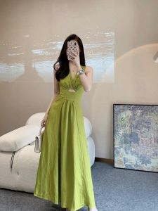 Đầm Maxi Cổ V Dáng Dài Cách Điệu Nữ Tính Đầm dài 118cm