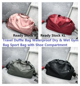 Korean Style Large Capacity Travel Bag Waterproof Dry & Wet Gym Bag Sport Bag with Shoe Compartment KL