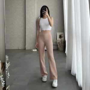 FLARE PANTS - HIGHWAIST CELANA CUTBRAY wanita bahan SCUBA