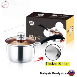 Stainless steel Thicken Double Bottom Milk pan with Anti-scalding Handle
