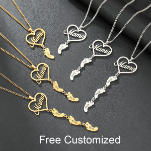 Personalized Mother Necklace with Feet Pendant Necklace for Mom Customized Family Jewelry for Mothers Day