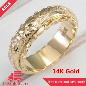 [COD] Exquisite Womens 14k Gold Ring Hang Engraved Flower Ring Anniversary Gifts