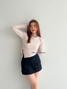 ELLEANO | Indy Top - Knit Top Serut Samping - Atasan Lengan Panjang Wanita