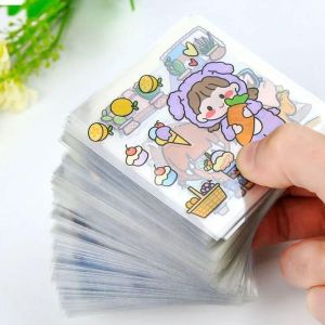 SET 10 Tấm hình dán PVC ( mỗi tấm 5 hình) Trang Trí Sổ Tay Họa Tiết Hoạt Hình Dễ Thương Chống Thấm Nước Trong Suốt