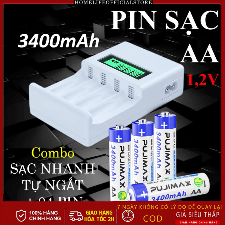 Bộ sạc pin tiểu đa năng (kèm 4 pin tiểu sạc AA 1200mAh chuyên dùng cho ...