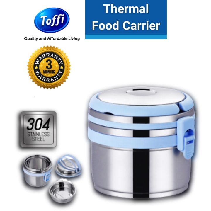 Toffi Lunch Box Thermal SUS 304 Stainless Steel Tahan Panas 2 Lapis (1L
