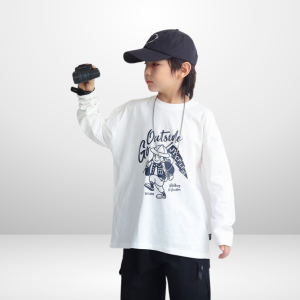 phẩm Áo Thun Dài Tay Xuân Thu Cho Bé Trai Bé Gái In Hình Năng Động Cổ Tròn | JJ Kids Fashion