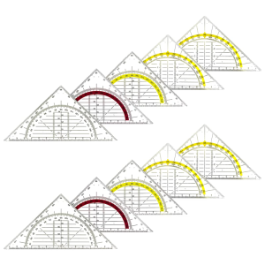 10pcs rõ ràng thiết lập vuông với 180 độ thước đo góc hình học công cụ đo cho sinh viên soạn thảo kỹ thuật vẽ