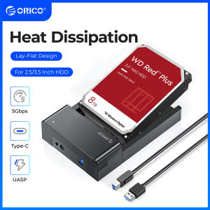 ORICO Lay-Flat HDD Docking Station SATA to USB 3.0 External Hard Drive for 2.5/3.5inch HDD SSD Support UASP 18TB SATA HDD Enclosure 2.5 SATA Hdd Case(6518US3)